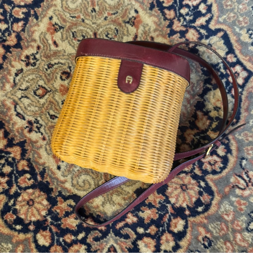 Etienne Aigner Yellow and Burgundy Crossbody Bag